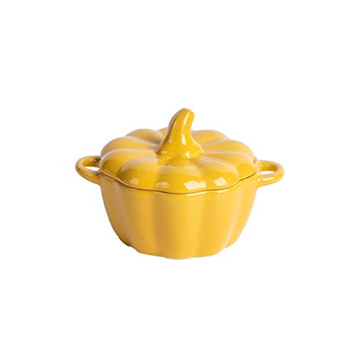 JIAJU Vegetales de Calabaza de colección de cerámica Soup Bowl con Tapa con Tapa Gres Cosecha Plato de Sopa de Calabaza con Asas sopera de Porcelana Fina Caja de Calabaza