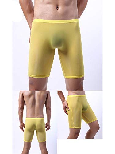 JIER Calzoncillos Boxer Calzoncillos Boxer Ropa Interior de Secado rápido para Hombres sin Costuras Calzoncillos Deportivos de Seda de Hielo Hipster Calzoncillos Delgados 3 PCS (Amarillo,Large)