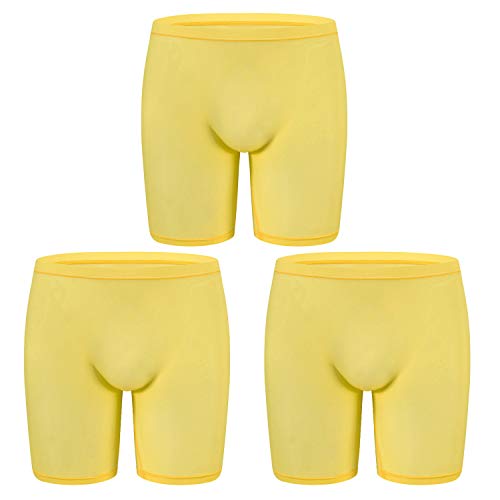 JIER Calzoncillos Boxer Calzoncillos Boxer Ropa Interior de Secado rápido para Hombres sin Costuras Calzoncillos Deportivos de Seda de Hielo Hipster Calzoncillos Delgados 3 PCS (Amarillo,Large)