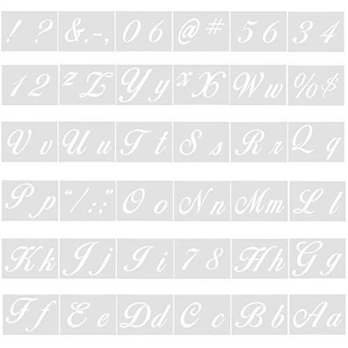 Jinlaili 36 Piezas Plantillas Letras de Plástico, Reutilizables Letras Plantillas, Plantillas Letras de Arte para Pintura con Alfabeto Números y Símbolos, Blanco Lechoso