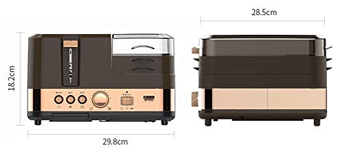 JINRU 3 en 1 Breakfast Station Center-tostadora de 2 rebanadas-Olla de Huevo Vegetal, Tocino y vaporizador de Carne-Controles One Touch