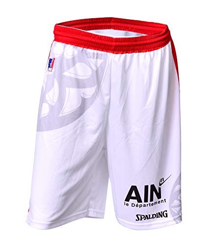 JL Bourg - Pantalones Cortos Oficiales de Baloncesto 2018-2019, Unisex Adulto, Color Blanco, tamaño Small