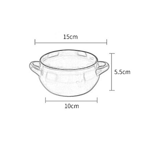 JLWM Cuenco para Sopa con 2 Asas, Cuencos para Sopa Tazón De Porcelana Cerámico Horno Microonda Cocina Mini Pequeño para Desayuno Leche Fruta Ensalada Postre Horneando Color Liso-Amarillo