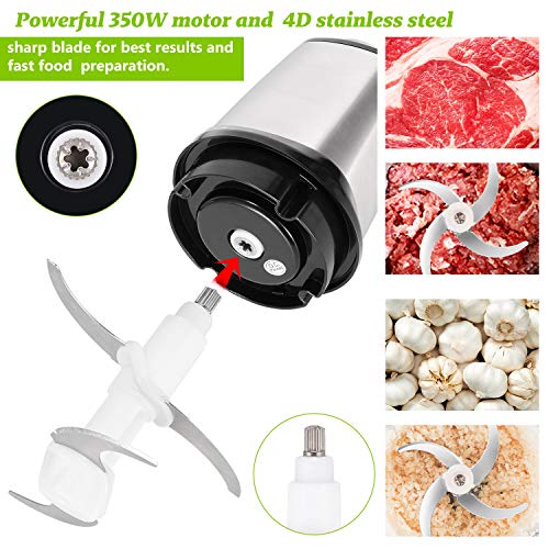 Jovego Picadora Electrica de Acero Inoxidable,350W Picadora de Alimentos,Picadora de Cocina con 4 Cuchillas afiladas y tazón de Acero Inoxidable de 2L,Picadora de Carne para Verduras,Carne, Especias