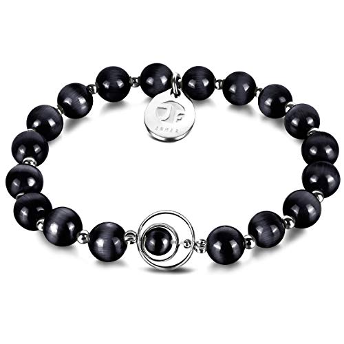 JOXFA Pulsera de bendición, 8mm Pulsera de Piedra de Ojo de Gato Joyería de Cristal Hecha a Mano de Moda para Hombres, Mujeres (Turquoise)