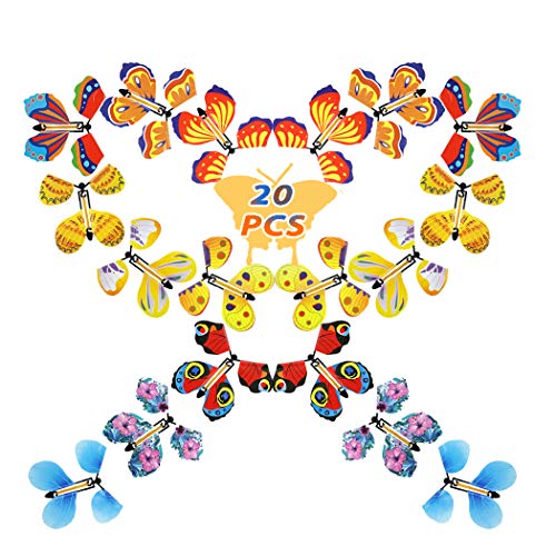 Joyibay 20 Piezas de Mariposas Mágicas Voladoras, Mariposas Mágicas para Niños de la Mosca Mariposas Naturales Mariposas de Hadas para el Cumpleaños Aniversario Tarjeta de Boda