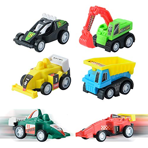 JOYIN 12 Pcs Huevos de Pascua Juguete Rellenos de Mini Juguetes Coches Camión Vehículo de Construcción Carrier Truck para Niños