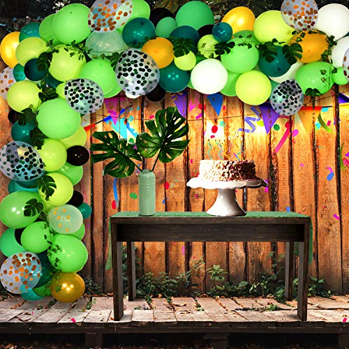 Joyjoz Decoración de Globos para Fiesta de Cumpleaños, Guirnalda de Globos con Tema de la Selva, Kit de Arco de Confeti con Globos de Látex (136 Piezas)