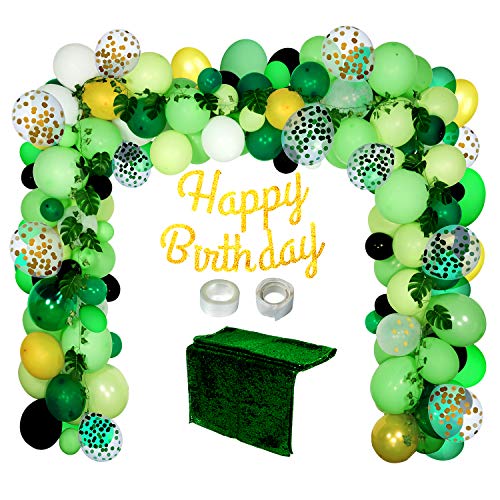 Joyjoz Decoración de Globos para Fiesta de Cumpleaños, Guirnalda de Globos con Tema de la Selva, Kit de Arco de Confeti con Globos de Látex (136 Piezas)