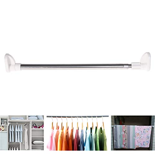 JOYKK Barras telescópicas Extensibles Ducha Postes para Cortinas Armario Organizador Rack - Plateado y Blanco