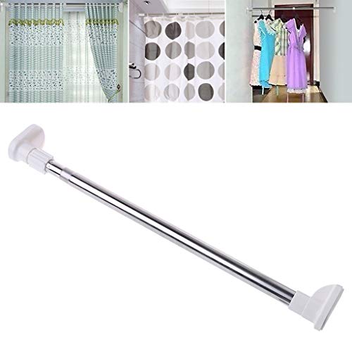 JOYKK Barras telescópicas Extensibles Ducha Postes para Cortinas Armario Organizador Rack - Plateado y Blanco