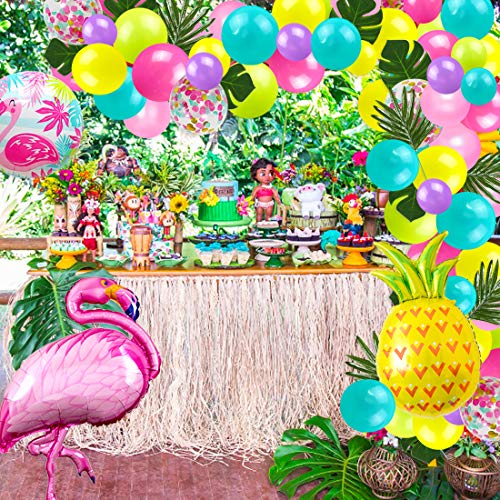 JOYMEMO Globo Tropical Hawaiano Guirnalda Kit de Arco Flamingo Palmera Piña Globos de Aluminio para la Playa de Verano Fiesta temática de Luau Cumpleaños Baby Shower