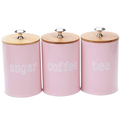 joyMerit Cocina Metal Spice Seasoning Canister Set Tea Coffee Ollas De Almacenamiento De Azúcar - Rosado, tal como se describe