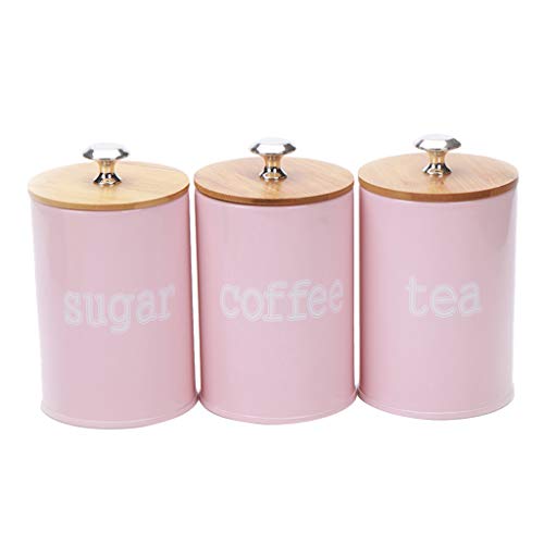 joyMerit Cocina Metal Spice Seasoning Canister Set Tea Coffee Ollas De Almacenamiento De Azúcar - Rosado, tal como se describe