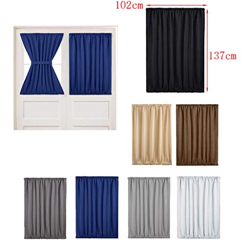 joyMerit Cortina De Ventana De Puerta Francesa con Tirantes Panel De Puerta Delantera De Oscurecimiento De Habitación (Bolsillos De Barra Superior Inferior, 54 - Gris Claro, Individual