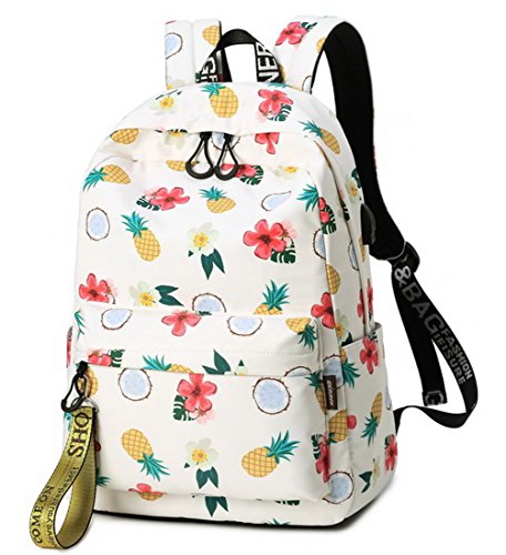 Joymoze Mochila Escolar Unisex Clásica Mochila para Portátil De 15.6" para Adolescente con Puerto De Carga USB Piña