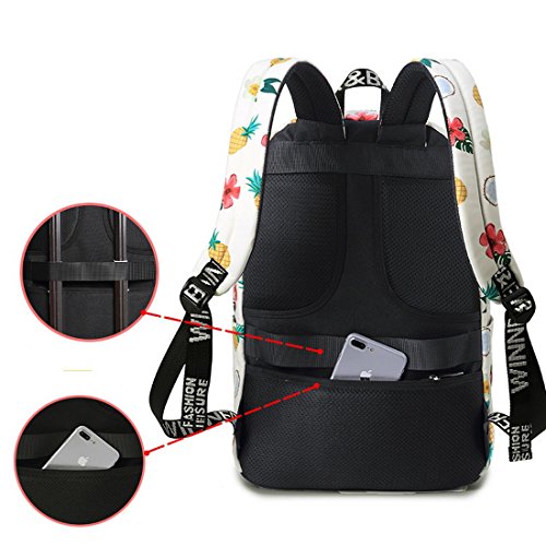 Joymoze Mochila Escolar Unisex Clásica Mochila para Portátil De 15.6" para Adolescente con Puerto De Carga USB Piña