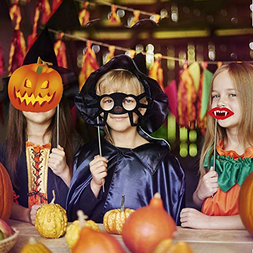 JoyTplay 34Piezas Halloween Photo Booth Props Photocalls DIY Foto Atrezzo Photobooth para Fiesta Mascarada Navidad Aniversarios Cumpleaños