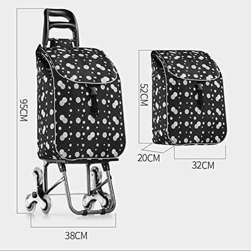 JPVGIA Carrito Compras Plegable Carrito De Compras Plegable Escalera Escalera Carrito 6 Ruedas Carrito Plegable Coche Lona De Hierro Forjado Trolley Portátil Equipaje Remolque (Color : A)