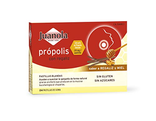 JUANOLA Própolis Sabor Regaliz y Miel - 24 pastillas blandas - Ayudan a suavizar la garganta de forma natural. Producto alimenticio con Própolis y Regaliz.