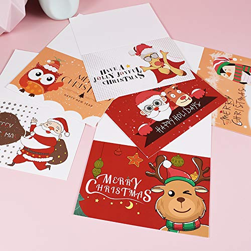 Juego de 24 tarjetas de Navidad, tarjetas de felicitación navideñas con sobres y pegatinas de sello, diseño de reno de Papá Noel, tarjetas de felicitación navideñas, tarjeta de regalo navideña