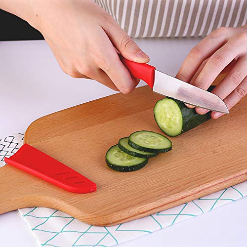 Juego de 3 cuchillos de fruta, cuchillo de frutas afilado y duradero con cubierta protectora, apto para la mayoría de los tipos de verduras, frutas y carne (azul, verde, rojo)