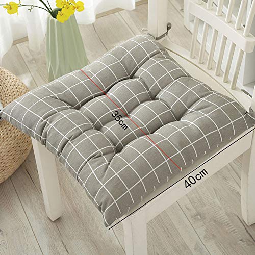 Juego de 4 cojines de asiento para sillas de comedor gruesas con lazos acogedoras almohadillas de algodón relleno para cocina, jardín, patio, oficina, sala de estar, Estilo 5, 40x40x6 cm