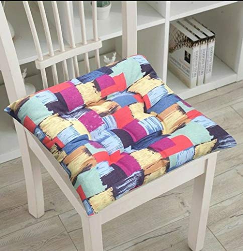 Juego de 4 cojines de asiento para sillas de comedor gruesas con lazos acogedoras almohadillas de algodón relleno para cocina, jardín, patio, oficina, sala de estar, Estilo 5, 40x40x6 cm