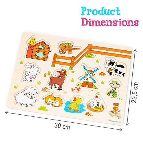 Juego de 4 Puzzles de Madera de Colores Brillantes - Rompecabezas juguetes - Granja, Océano, Insectos y Animales de la Selva - para niños en edad preescolar, educación temprana niño y el desarrollo