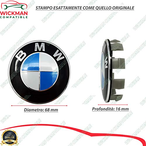 Juego de 4 tapacubos compatibles con BMW, color azul y blanco, clásico, 68 mm de diámetro.