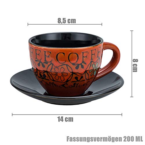 Juego de 4 tazas de café de cerámica para el hogar y la oficina (4 colores/200 ml)