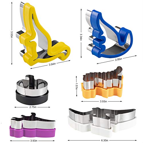 Juego de 6 moldes cortadores de galletas de dinosaurio, herramientas de horneado de acero inoxidable para niños, diseño de dinosaurios