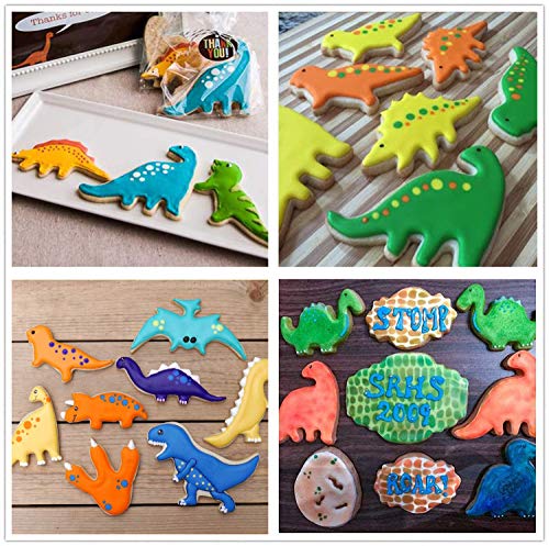 Juego de 6 moldes cortadores de galletas de dinosaurio, herramientas de horneado de acero inoxidable para niños, diseño de dinosaurios
