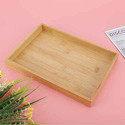 Juego de bandejas de madera Bandejas de bambú para servir Bandeja de servir de comida rectangular de estilo japonés Bandejas de madera para servir Bandejas de bambú(28 * 19.5 * 3 cm)