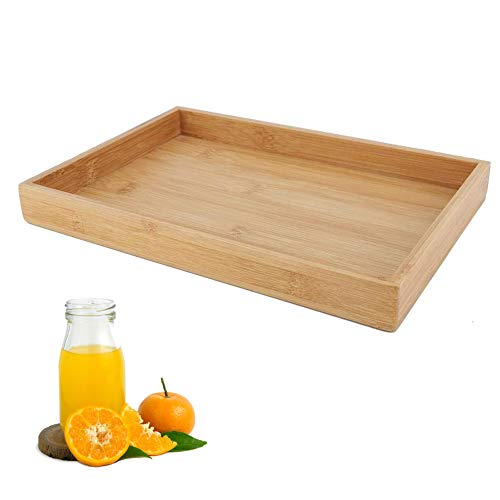 Juego de bandejas de madera Bandejas de bambú para servir Bandeja de servir de comida rectangular de estilo japonés Bandejas de madera para servir Bandejas de bambú(28 * 19.5 * 3 cm)