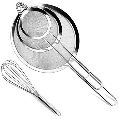 Juego de colador de alimentos de malla de alambre para cocina, de acero inoxidable para pasta, arroz, sifa, harina, azúcar, glaseado, glaseado, 8,12 y 18 cm