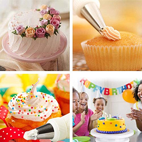 Juego de decoración de pasteles Placa giratoria de raspadores de pastel más suaves para glaseado 50 bolsas de pastelería puntas de boquillas de tubería acopladores espátulas Decorador Cupcake Postre