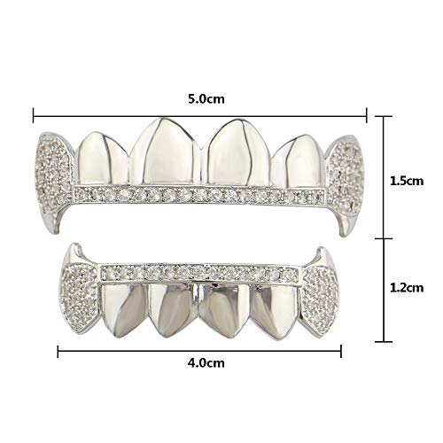 Juego de dientes con diseño de cruz chapada en oro con diamantes de imitación, excelente corte para todos los tipos de dientes, juego de parrilla superior e inferior, Hip Hop Bling Grillz