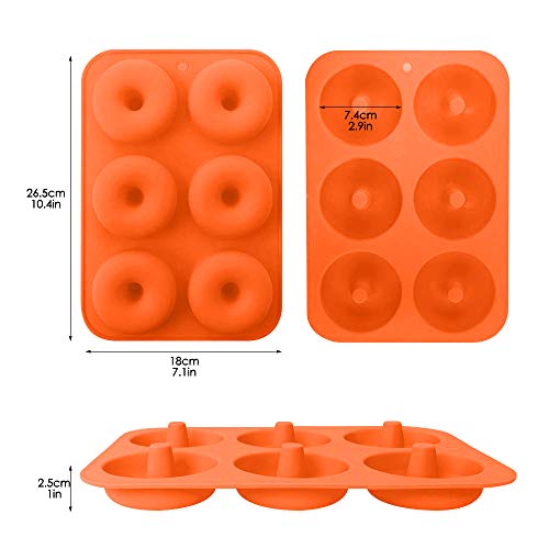 Juego de moldes de silicona para gofres, bandeja antiadherente para hornear con 6 cavidades, moldes de silicona para hornear gofres resistentes al calor para tartas, galletas, bagels