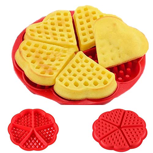 Juego de moldes de silicona para gofres, bandeja antiadherente para hornear con 6 cavidades, moldes de silicona para hornear gofres resistentes al calor para tartas, galletas, bagels