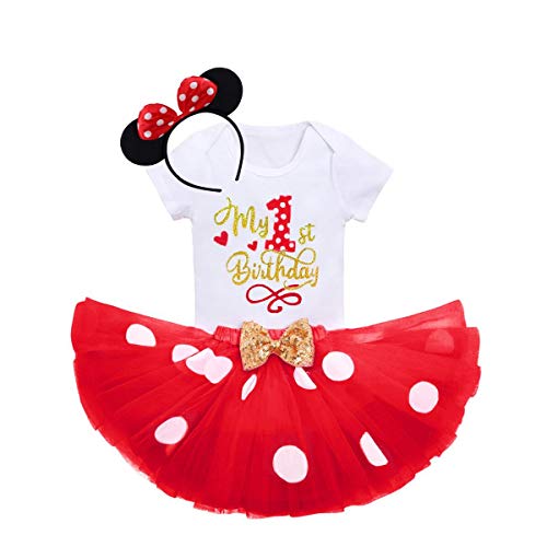 Juego de ropa para recién nacido con diseño de Minnie y lunares, para recién nacido, con lentejuelas, vestido de lentejuelas y ratón