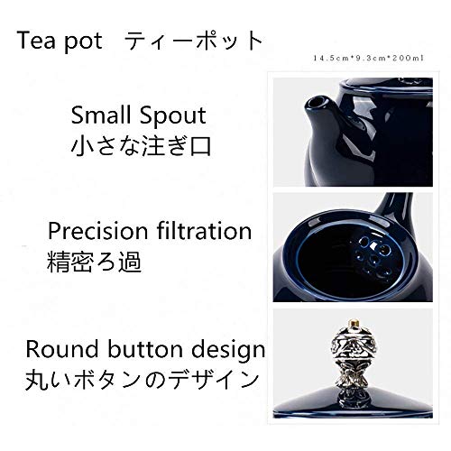 Juegos de té Patrón de Flores Pintado a Mano Cocción a Alta Temperatura Estilo japonés Juego de té de cerámica Simple con Bandeja de té de 2 Capas Adecuado para el hogar para el hogar