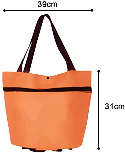 Juntful Bolsas de la Compra Mujer Plegable Bolsa Reutilizable Eco Grande Unisex Tela No Tejido Hombro Bolsas Tote Comestibles Bolsas de Tela Bolsa - Naranja