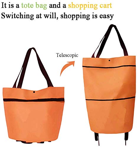 Juntful Bolsas de la Compra Mujer Plegable Bolsa Reutilizable Eco Grande Unisex Tela No Tejido Hombro Bolsas Tote Comestibles Bolsas de Tela Bolsa - Naranja