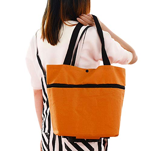 Juntful Bolsas de la Compra Mujer Plegable Bolsa Reutilizable Eco Grande Unisex Tela No Tejido Hombro Bolsas Tote Comestibles Bolsas de Tela Bolsa - Naranja