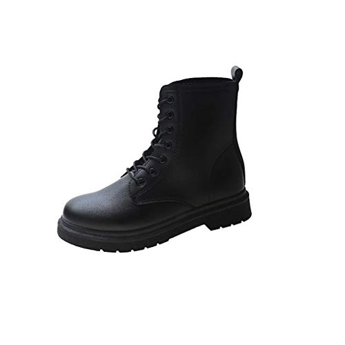 JUSEN Otoño Mujer ata Las Botas del Tobillo de la Cremallera Martin Botas, Cuero de la PU Punta Redonda de la Nieve del Invierno Botas de Las Mujeres más el tamaño 5-7,5,39