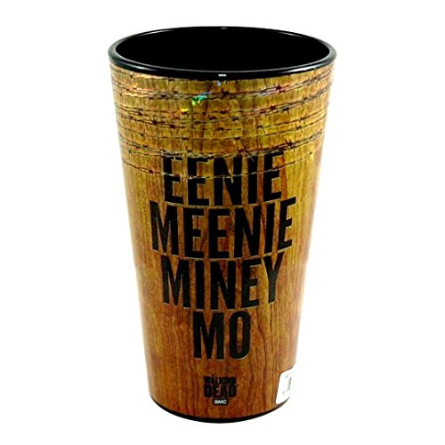 Just Funky - Vaso de pinta con textura, diseño de Amc The Walking Dead EENIE MEENIE MINEY MO de madera, 16 onzas