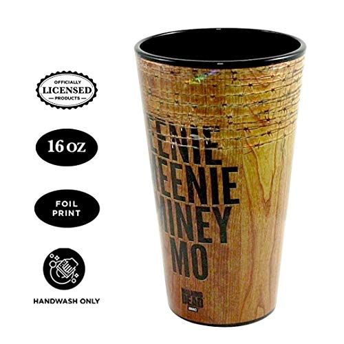 Just Funky - Vaso de pinta con textura, diseño de Amc The Walking Dead EENIE MEENIE MINEY MO de madera, 16 onzas