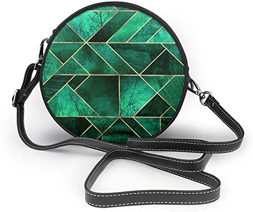 Just Relax Shop Abstract Nature - Bolso bandolera redondo de piel sintética de color verde esmeralda para mujeres y niñas, color, talla Talla única