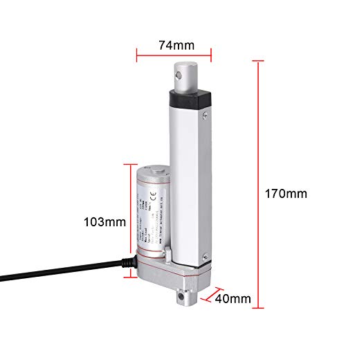 Justech 100mm Actuador Lineal Motor DC 12V 1500N para Auto RV Abridor Eléctrico de Puerta Construcción de Maquinaria Agrícola Industrial Vehículo de Barrido Limpios Buques de Carga y Otra Aplicacion